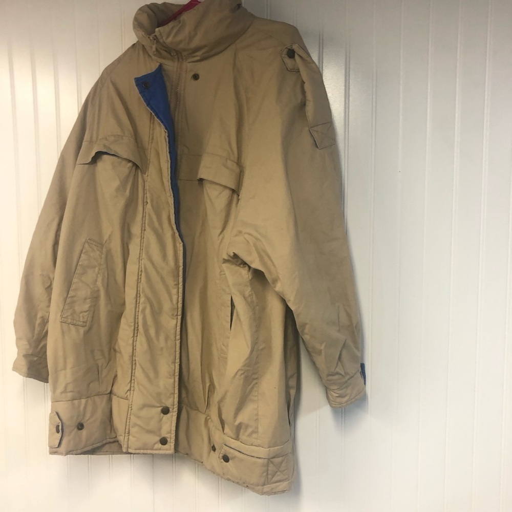 London Fog Tan Winter Oversized Jacket Vintage Size 16 Zip Up - Picture 2 of 6